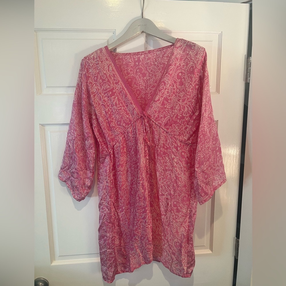 100% silk pink tunic size L